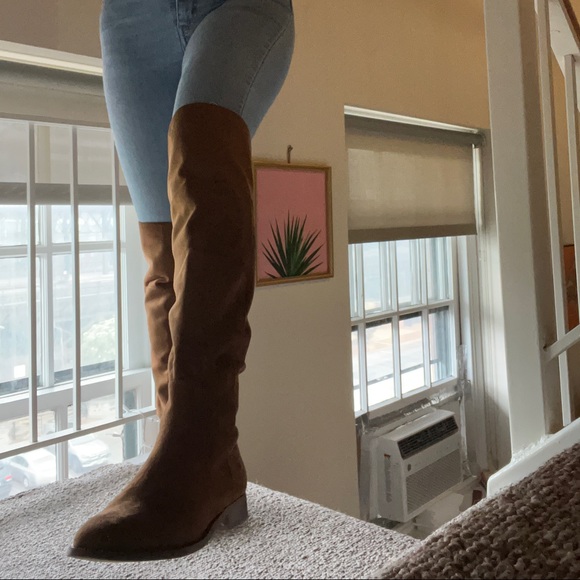 J. Crew Over the Knee Microsuede Chestnut Boots Flat - Picture 8 of 8